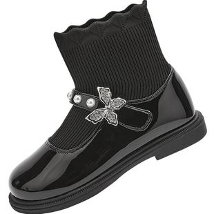 【balaOne】巴拉巴拉童鞋儿童靴子女童公主袜靴2026新款拜年鞋子