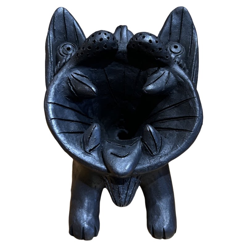 剑川董月畅黑陶大理白族瓦猫摆件