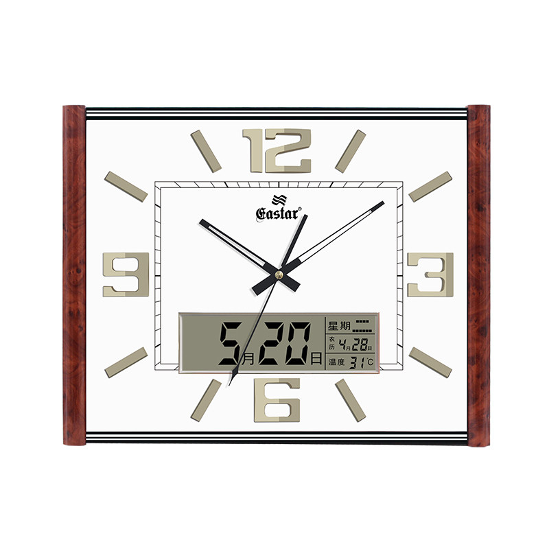 家用装饰客厅带日历温度简约挂钟