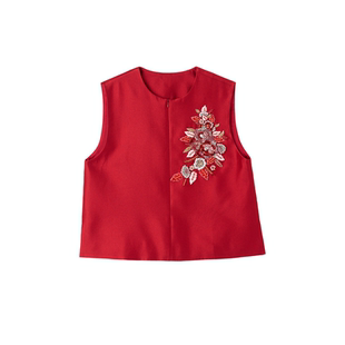 宫小妍【法绣银杏】新中式中国风休闲百搭马甲裙子6011301