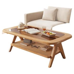 三梦实木茶几客厅家用2025新款小户型简易原木色桌子简约日式茶桌