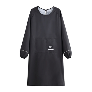 男士围裙加大加长长袖防水工作服大码家用做饭定制罩衣餐饮服务员