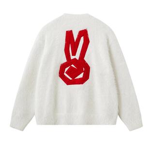 RickyisClown黑胶兔子马海毛毛衣男2025春秋圆领宽松慵懒风上衣女