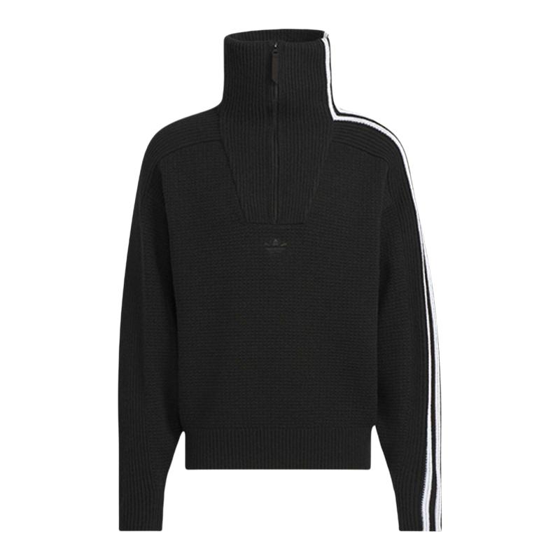 【自营】Adidas阿迪达斯男女三叶草运动半拉链套头针织毛衣KS5340