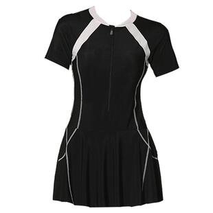 连体保守泳衣女新款爆款泡温泉显瘦遮肚裙式平角遮肉运动游泳装女