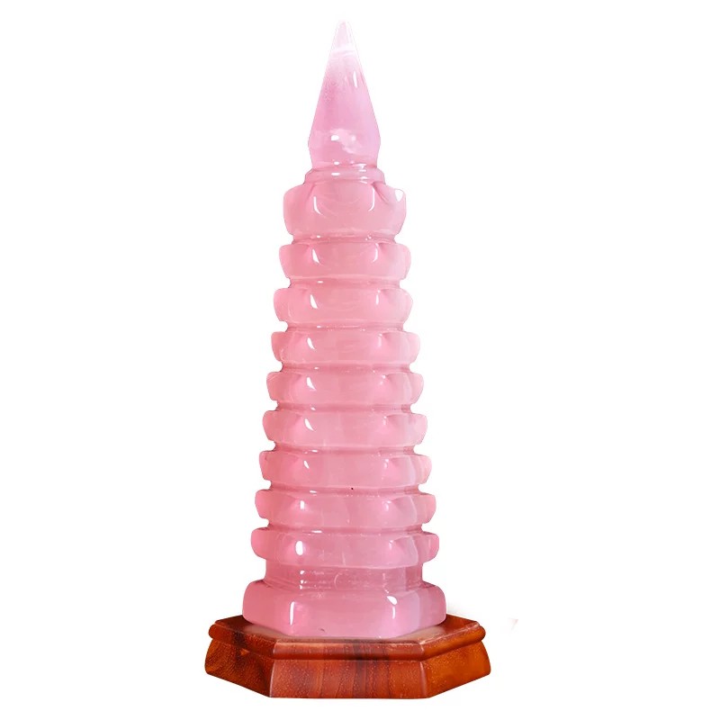 天然粉水晶文昌塔摆件9层13层十三层7层原矿手工官方旗舰店白考试