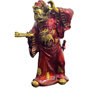 黄铜钟馗神像手拿扇子天师福摆件家居客厅装饰品工艺品店铺供奉