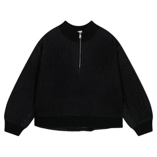 niko and ...毛衣女2025冬季新款立领拼接绗缝夹棉针织衫600505