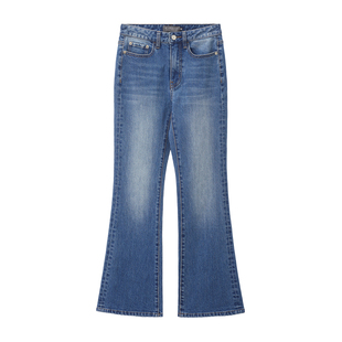 【韩国明星同款】佐丹奴女装猫须洗水高腰紧身微喇牛仔裤05415670