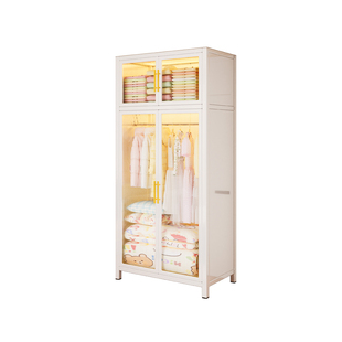 家居衣柜加厚加粗防尘收纳衣橱家用卧室简易组装衣架出租房小衣柜