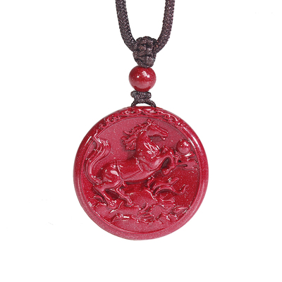 朱砂生肖马吊坠男女钥匙扣挂件