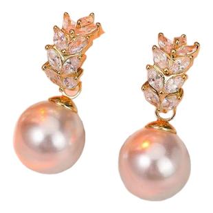 【金色麦穗】2025经典满钻麦穗珍珠流苏女士时尚设计轻奢耳环1734