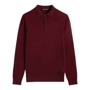 Aquascutum/雅格狮丹秋冬新品时尚男士针织长袖POLO衫Q5067EM3A1