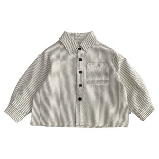 男童春秋纯棉长袖衬衫2026新款儿童柔软透气衬衣中小童春装上衣潮