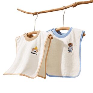 婧麒儿童洗漱巾围兜四季不湿衣多功能防水巾刷牙洗脸毛巾漱口巾