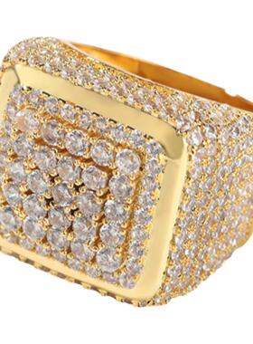 欧美嘻哈饰品复古大方块戒指