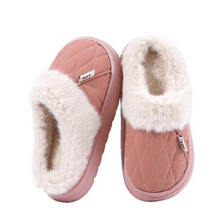 洁丽雅冬季爆款高颜值棉拖鞋厚底棉绒时尚防滑舒适不冻脚女鞋