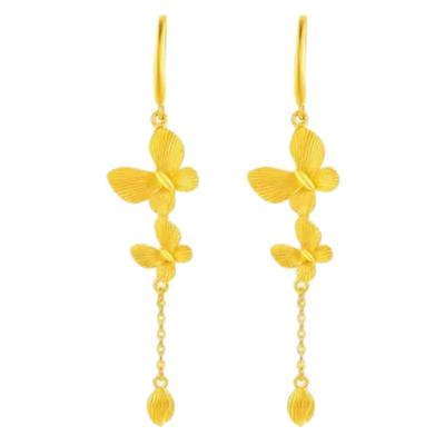 双飞拉丝蝴蝶时尚耳钩越南沙金