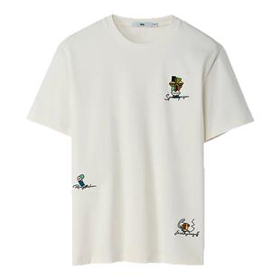 HLA/海澜之家圆领短袖T恤春夏时尚趣味卡通图案绣花艺术上衣男