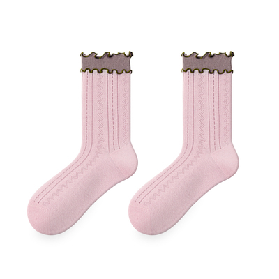 JKN撞色花边袜子女春夏2026爆款