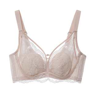 安芝娜2024春夏软钢圈内衣女水晶杯性感蕾丝薄款调整型文胸罩9407