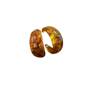 超音素supers琥珀色树脂耳环女高级感美拉德耳圈秋冬夸张耳钉耳饰