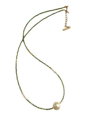 天然绿色尖晶石施家珍珠项链通勤百搭女夏季2024新款爆款时尚正品