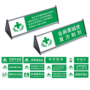 药店药品门诊医院诊所分类标识牌导购牌双面三角铝合金桌牌特殊药品温馨提示牌子药房预检分诊台标示卡定制