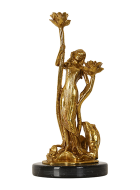 法式复古奢华全铜装饰女神欧式轻奢别墅客厅餐厅大气中古人像摆件