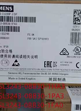 议价6SL3243-0BB30-1HA3西门子全新变频器控制单元6SL32430BB301HA3