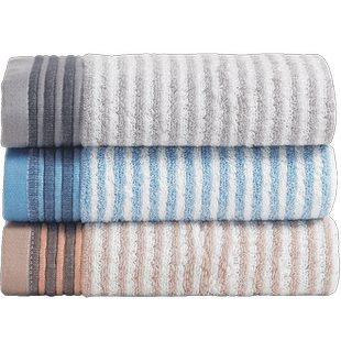 钟牌414彩条生活简易芳雅全棉毛巾3条装 纯棉吸水洗脸巾柔软01244