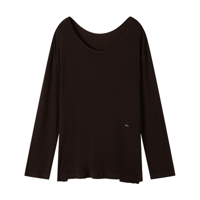 CROWNLESS未冕裸感天丝羊毛柔雾氛围感一字领打底慵懒松弛感罩衫