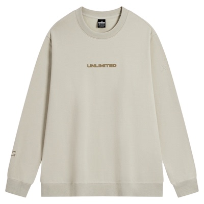 特步薄绒内里运动卫衣男圆领正肩