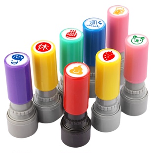 日本迷你章办公手帐印章可爱小图章星星笑脸红花定制加班吃饭mini小印章拖延症检查可爱小红花章装饰图章卡通