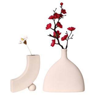 纯色桌面装饰花瓶摆件创意干花插瓶摆设精致家居艺术陶瓷水培花器