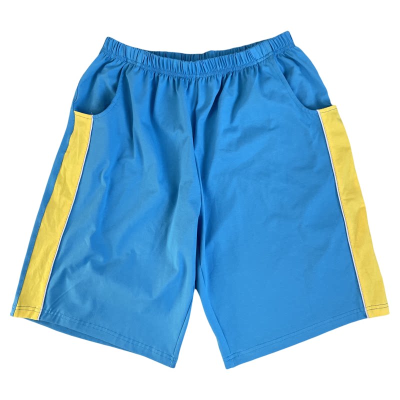 夏季校服运动短裤蓝黄拼边
