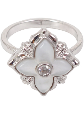 XMR欧美复古天然贝母四叶草戒指