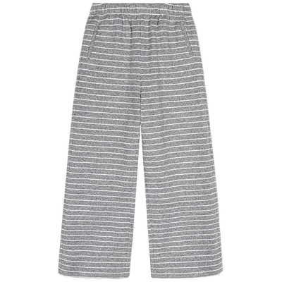 落落狷介灰色毛呢条纹卫裤女