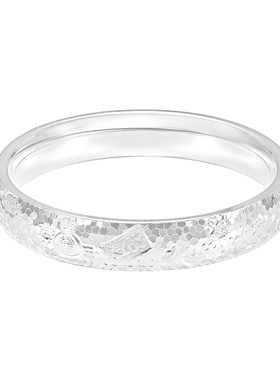 银千造足银999碎冰手镯女款