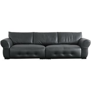 曲美家居意式真皮头层牛皮客厅直排三人位轻奢复古软包 帆船沙发