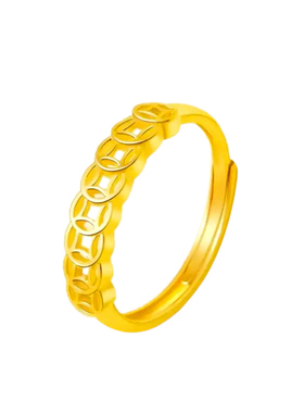 钛钢戒指复古铜钱戒指男女款