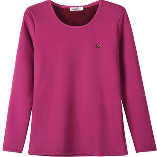 花雨伞单件秋衣女新款保暖内衣女秋冬加绒加厚女士保暖上衣棉毛衫