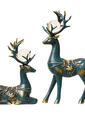 树脂梅花鹿轻奢工艺品摆件