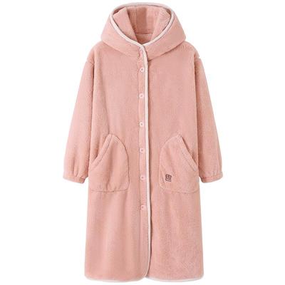 睡衣女士秋冬法兰绒长袖睡袍