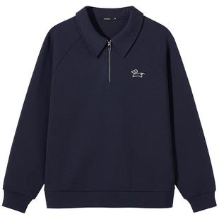 热风2026年春季新款女士半拉链翻领卫衣宽松套头复古简约