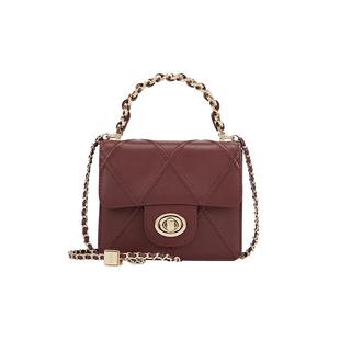 ELLE女包头层牛皮链条小方包mini手提拎包斜挎包女士包包真皮小包