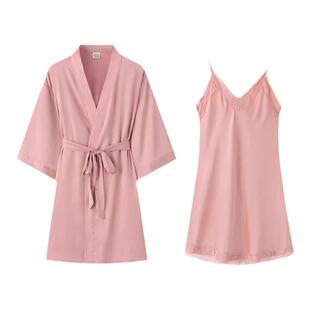 性感睡衣冰丝吊带女2025新款纯欲风睡裙蕾丝两件套高级感睡袍春秋