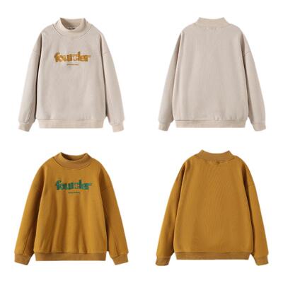 小叮尤尤高领刺绣一体绒卫衣