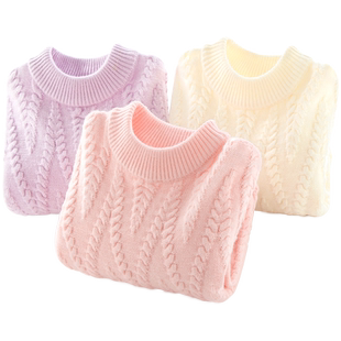 女童毛衣秋冬儿童针织打底衫大童新款加厚加绒女孩保暖厚线衣童装