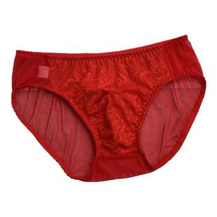 新款男士性感弹力蕾丝花边透明透气大红三角男纯棉裆日常贴身内裤
